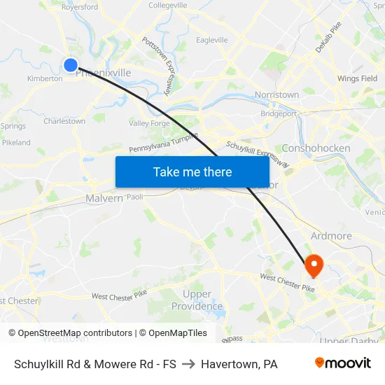 Schuylkill Rd & Mowere Rd - FS to Havertown, PA map
