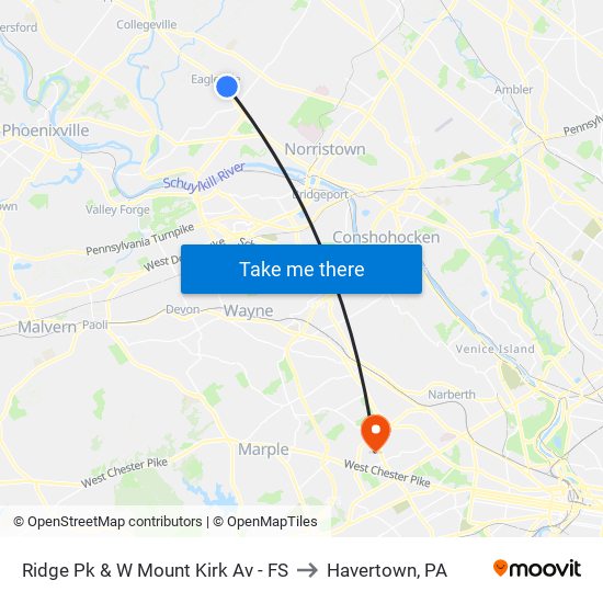 Ridge Pk & W Mount Kirk Av - FS to Havertown, PA map