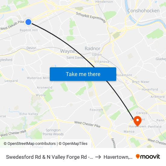Swedesford Rd & N Valley Forge Rd - Mbfs to Havertown, PA map