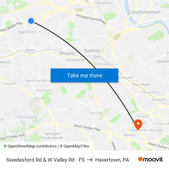 Swedesford Rd & W Valley Rd - FS to Havertown, PA map