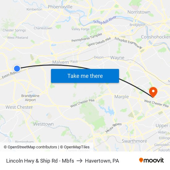 Lincoln Hwy & Ship Rd - Mbfs to Havertown, PA map