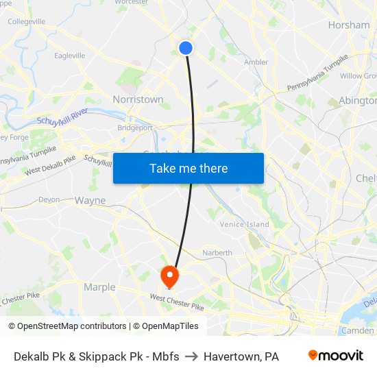 Dekalb Pk & Skippack Pk - Mbfs to Havertown, PA map