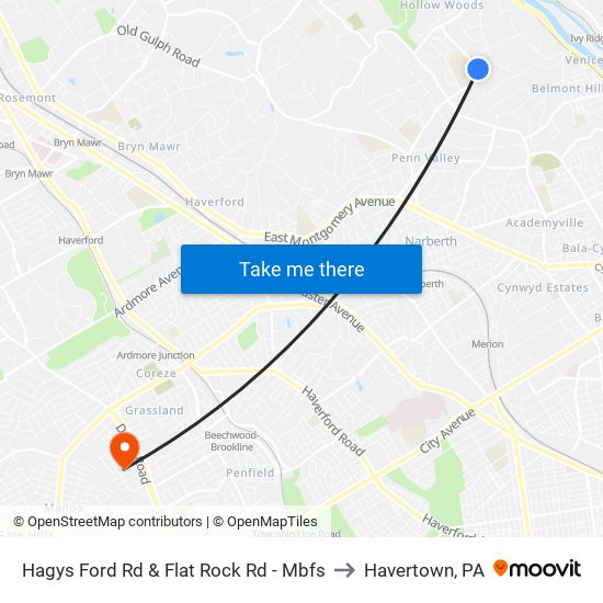 Hagys Ford Rd & Flat Rock Rd - Mbfs to Havertown, PA map