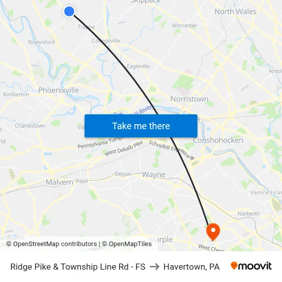 Ridge Pike & Township Line Rd - FS to Havertown, PA map