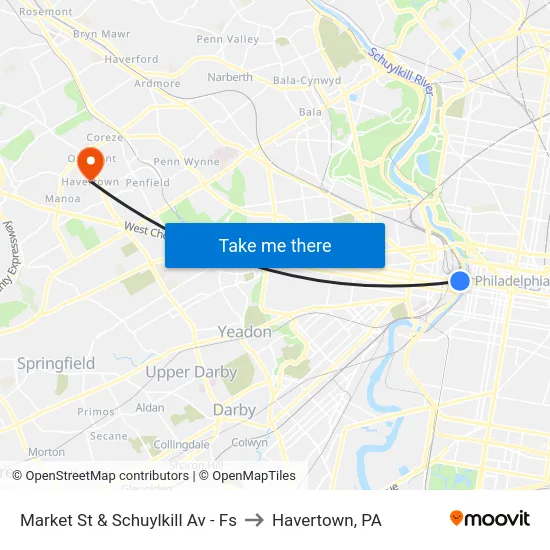 Market St & Schuylkill Av - Fs to Havertown, PA map