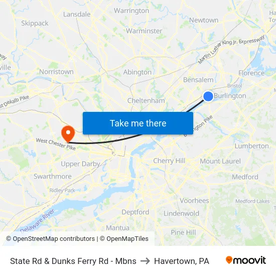 State Rd & Dunks Ferry Rd - Mbns to Havertown, PA map