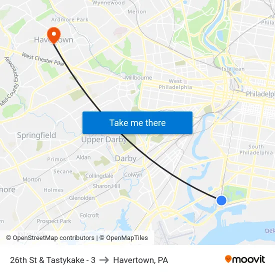 26th St & Tastykake - 3 to Havertown, PA map