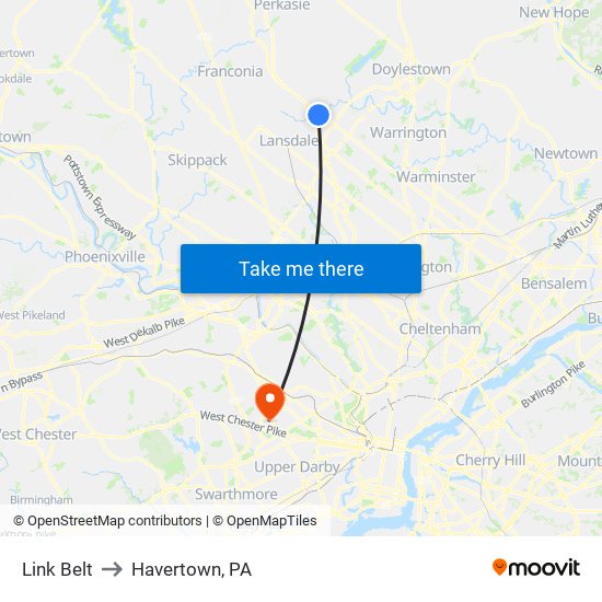 Link Belt to Havertown, PA map