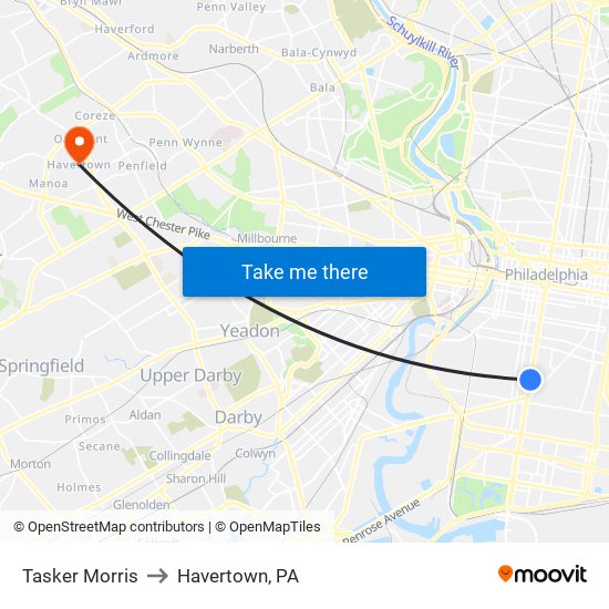 Tasker Morris to Havertown, PA map