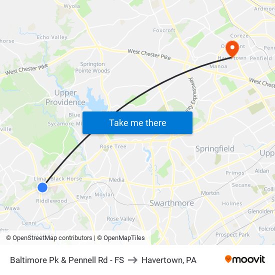 Baltimore Pk & Pennell Rd - FS to Havertown, PA map