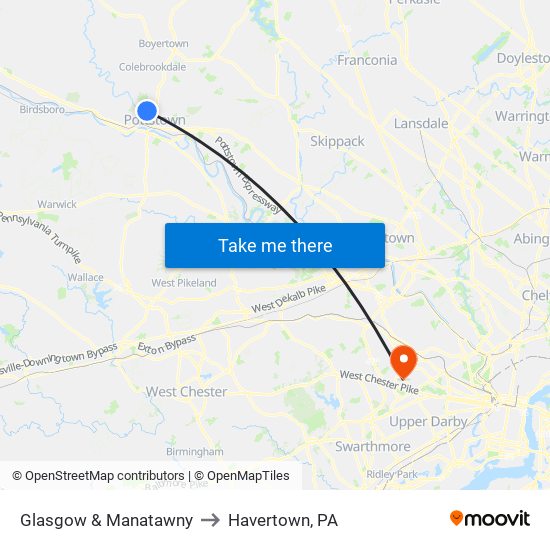 Glasgow & Manatawny to Havertown, PA map