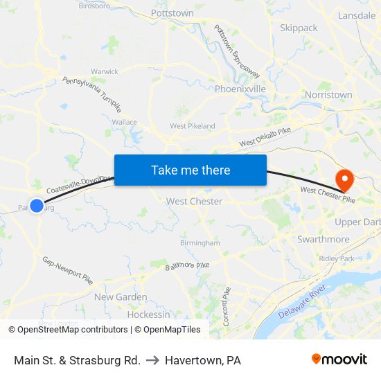 Main St. & Strasburg Rd. to Havertown, PA map