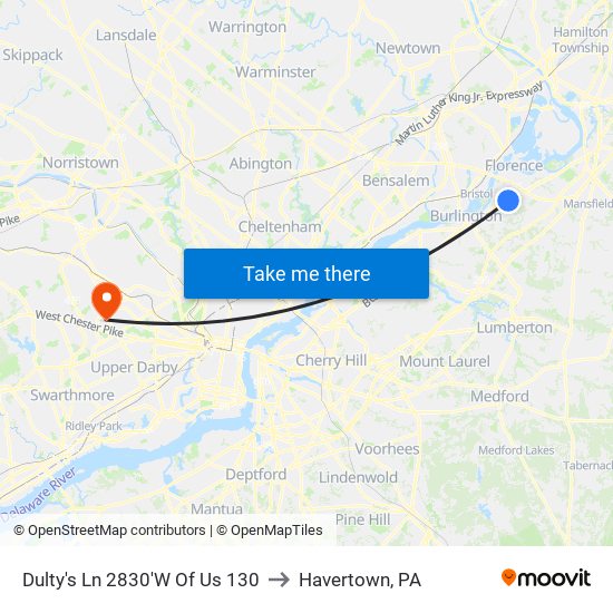Dulty's Ln 2830'W Of Us 130 to Havertown, PA map