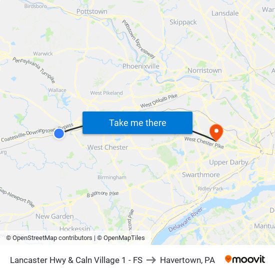 Lancaster Hwy & Caln Village 1 - FS to Havertown, PA map
