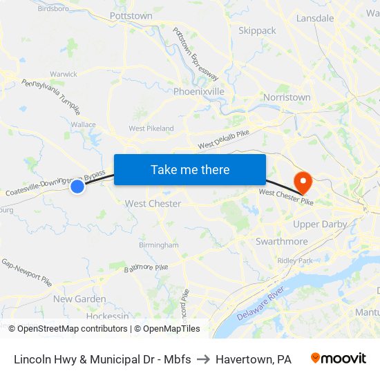 Lincoln Hwy & Municipal Dr - Mbfs to Havertown, PA map