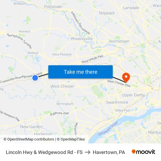 Lincoln Hwy & Wedgewood Rd - FS to Havertown, PA map