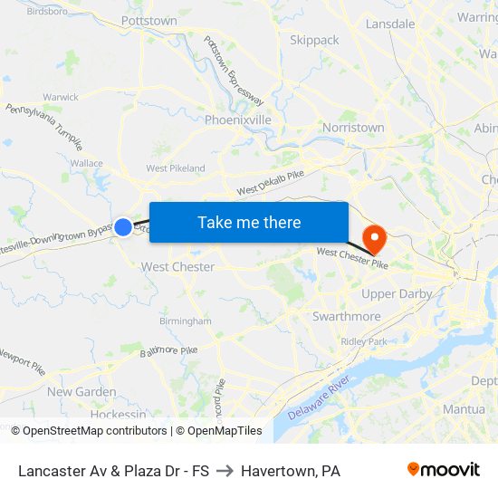 Lancaster Av & Plaza Dr - FS to Havertown, PA map