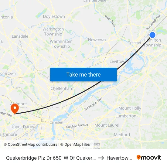 Quakerbridge Plz Dr 650' W Of Quakerbridge Rd to Havertown, PA map
