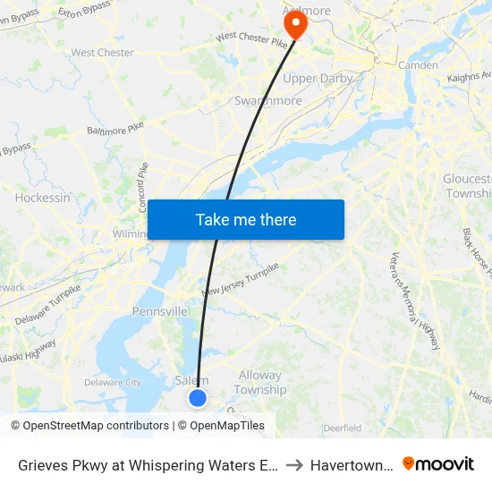 Grieves Pkwy at Whispering Waters Entrance to Havertown, PA map