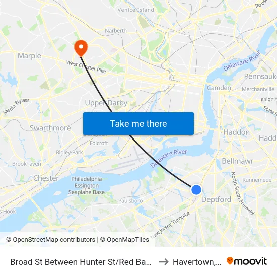 Broad St Between Hunter St/Red Bank Ave to Havertown, PA map