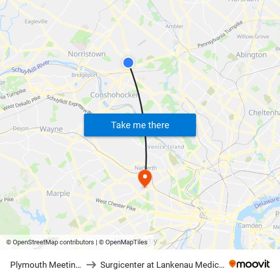 Plymouth Meeting Mall to Surgicenter at Lankenau Medical Center map