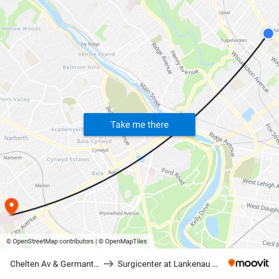 Chelten Av & Germantown Av - FS to Surgicenter at Lankenau Medical Center map