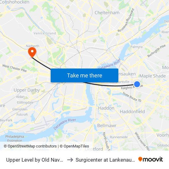 Upper Level by Old Navy/Lens Crafters to Surgicenter at Lankenau Medical Center map