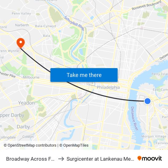 Broadway Across From Wrtc to Surgicenter at Lankenau Medical Center map