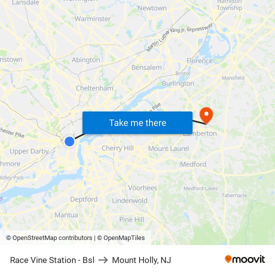 Race Vine Station - Bsl to Mount Holly, NJ map
