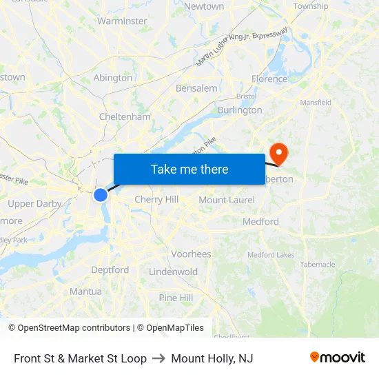 Front St & Market St Loop to Mount Holly, NJ map