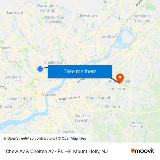 Chew Av & Chelten Av - Fs to Mount Holly, NJ map