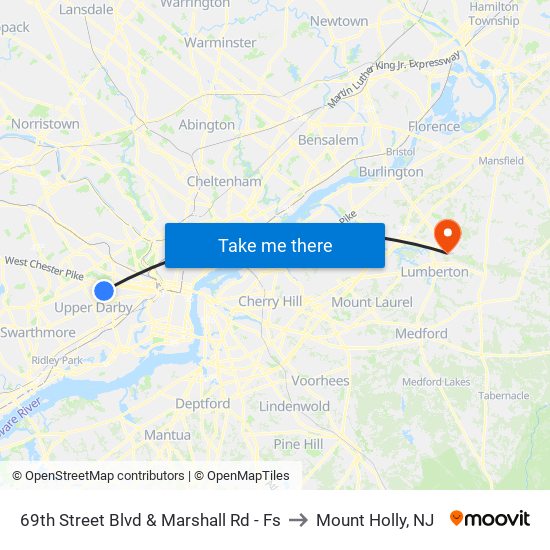 69th Street Blvd & Marshall Rd - Fs to Mount Holly, NJ map