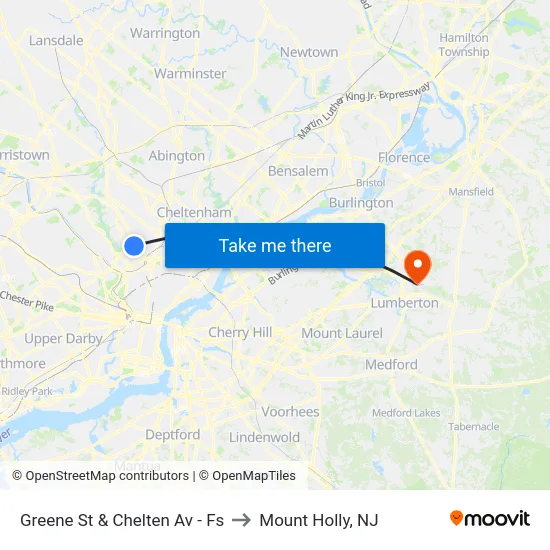 Greene St & Chelten Av - Fs to Mount Holly, NJ map