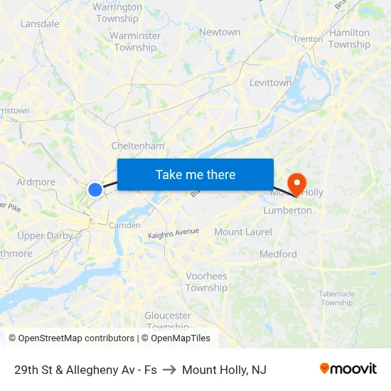 29th St & Allegheny Av - Fs to Mount Holly, NJ map