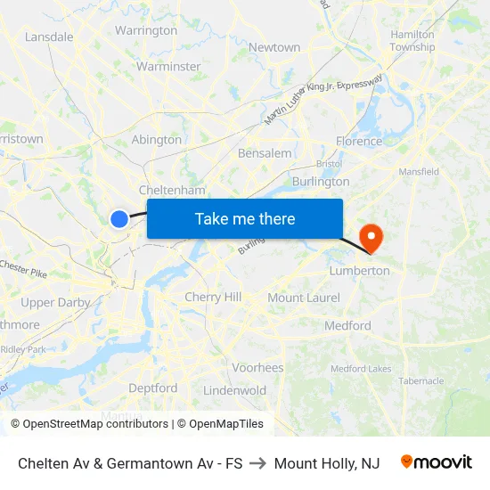Chelten Av & Germantown Av - FS to Mount Holly, NJ map