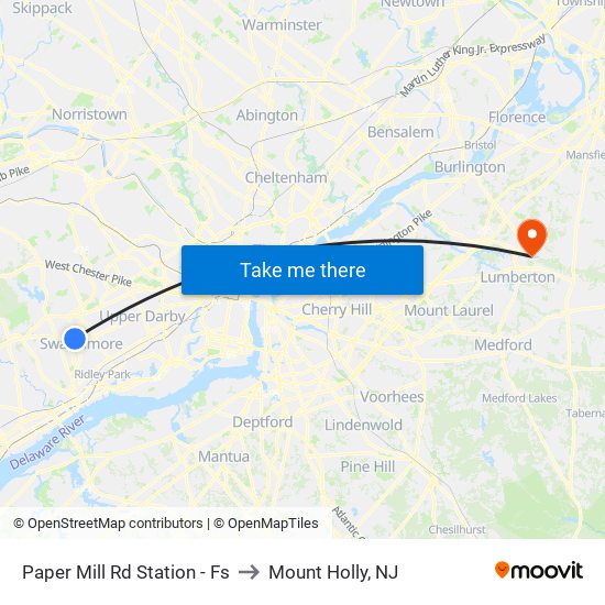 Paper Mill Rd Station - Fs to Mount Holly, NJ map