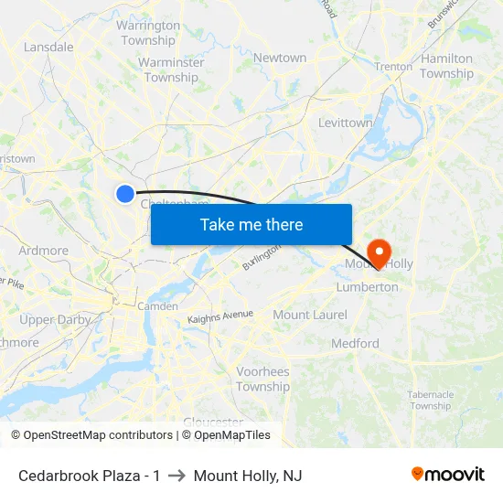 Cedarbrook Plaza - 1 to Mount Holly, NJ map