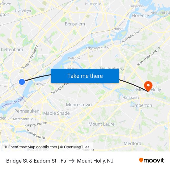Bridge St & Eadom St - Fs to Mount Holly, NJ map