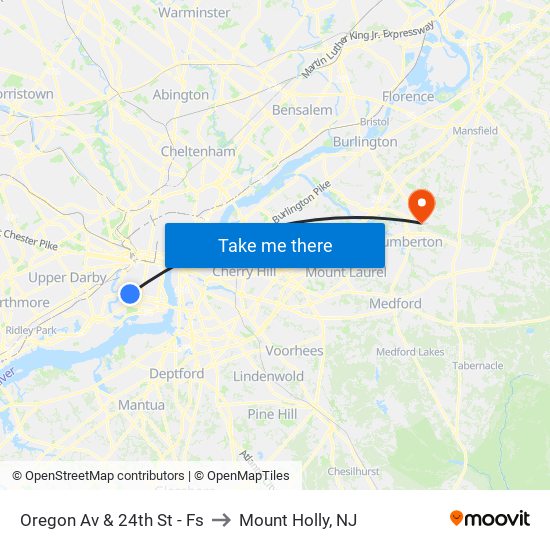 Oregon Av & 24th St - Fs to Mount Holly, NJ map