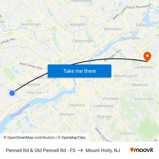 Pennell Rd & Old Pennell Rd - FS to Mount Holly, NJ map