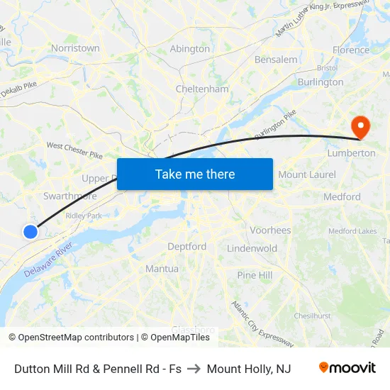 Dutton Mill Rd & Pennell Rd - Fs to Mount Holly, NJ map
