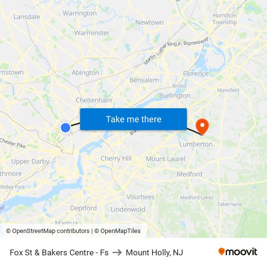 Fox St & Bakers Centre - Fs to Mount Holly, NJ map