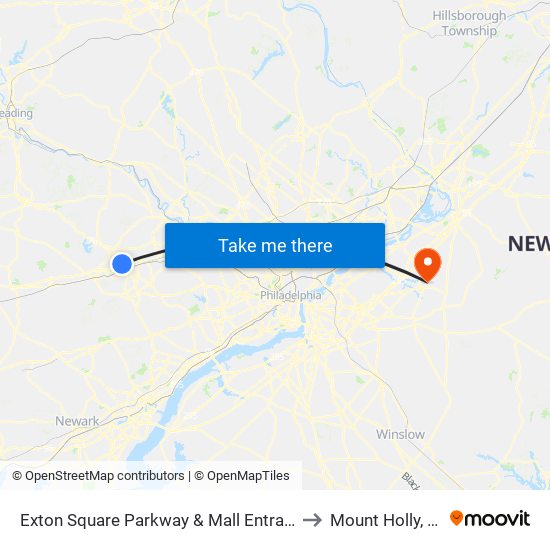 Exton Square Parkway & Mall Entrance to Mount Holly, NJ map