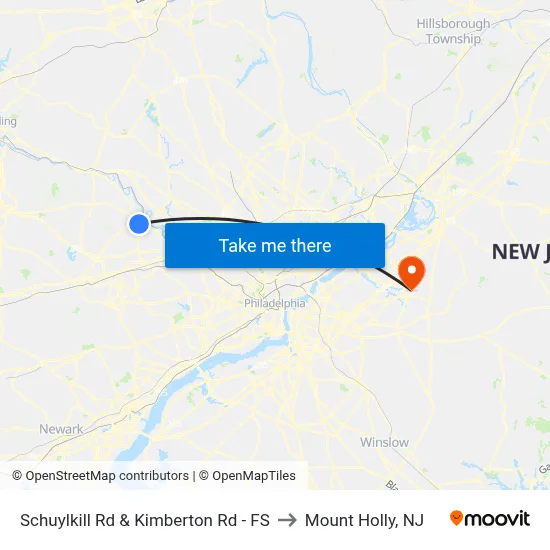 Schuylkill Rd & Kimberton Rd - FS to Mount Holly, NJ map