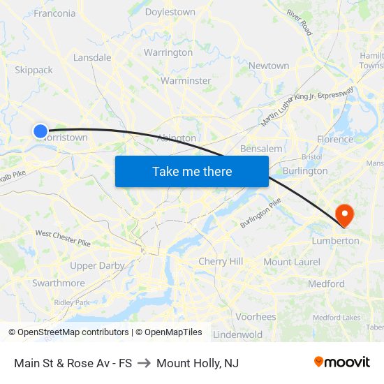 Main St & Rose Av - FS to Mount Holly, NJ map