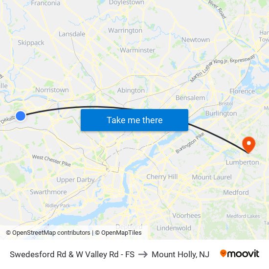 Swedesford Rd & W Valley Rd - FS to Mount Holly, NJ map