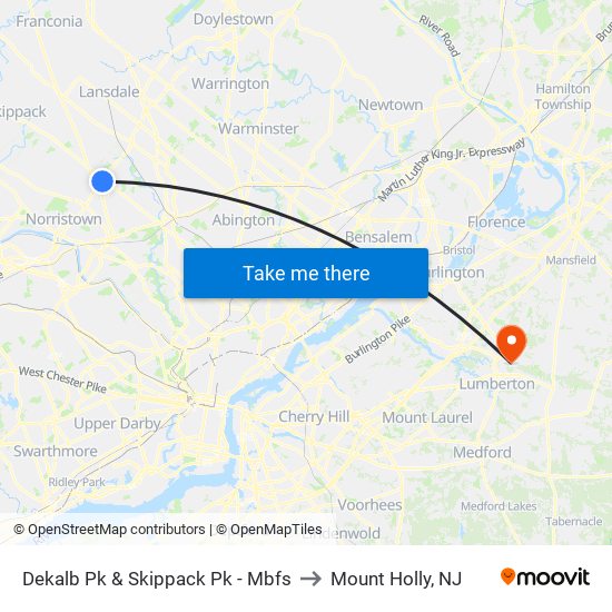Dekalb Pk & Skippack Pk - Mbfs to Mount Holly, NJ map
