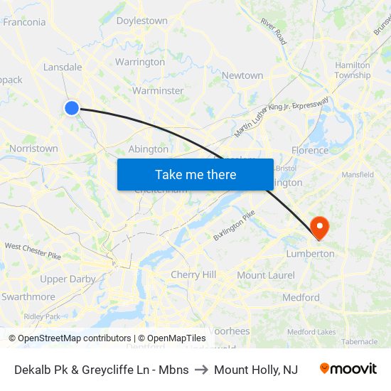 Dekalb Pk & Greycliffe Ln - Mbns to Mount Holly, NJ map