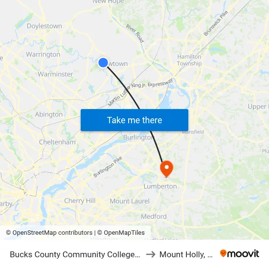 Bucks County Community College - 2 to Mount Holly, NJ map