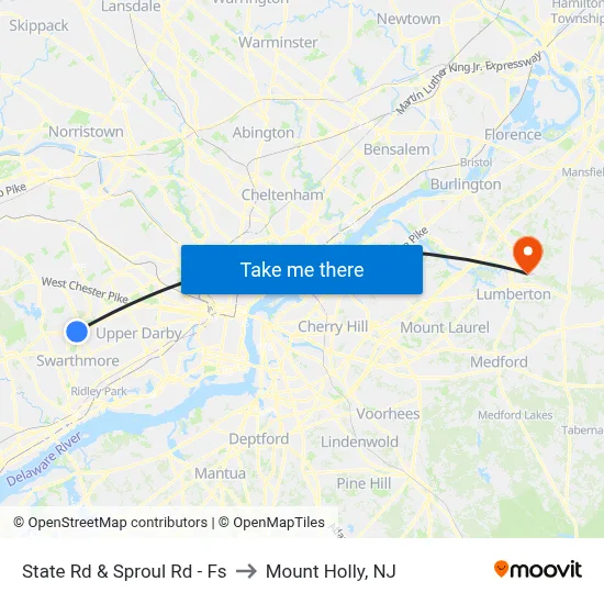 State Rd & Sproul Rd - Fs to Mount Holly, NJ map